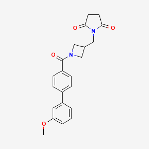 molecular formula C22H22N2O4 B2603516 1-((1-(3'-Methoxy-[1,1'-biphenyl]-4-carbonyl)azetidin-3-yl)methyl)pyrrolidine-2,5-dione CAS No. 2185591-05-1