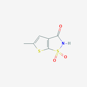 molecular formula C6H5NO3S2 B2603523 5-Methyl-1,1-dioxothieno[3,2-d][1,2]thiazol-3-one CAS No. 70842-26-1
