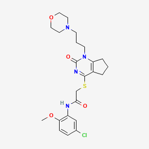 molecular formula C23H29ClN4O4S B2603530 N-(5-chloro-2-methoxyphenyl)-2-((1-(3-morpholinopropyl)-2-oxo-2,5,6,7-tetrahydro-1H-cyclopenta[d]pyrimidin-4-yl)thio)acetamide CAS No. 898451-11-1