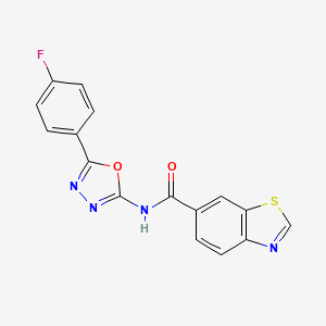 molecular formula C16H9FN4O2S B2603532 N-(5-(4-氟苯基)-1,3,4-恶二唑-2-基)苯并[d]噻唑-6-甲酰胺 CAS No. 865285-70-7