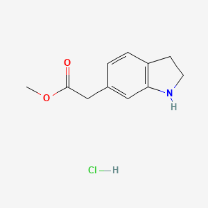 molecular formula C11H14ClNO2 B2603543 Methyl 2-(2,3-dihydro-1H-indol-6-yl)acetate;hydrochloride CAS No. 2411299-11-9