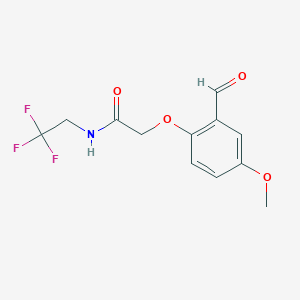 molecular formula C12H12F3NO4 B2603555 2-(2-formyl-4-methoxyphenoxy)-N-(2,2,2-trifluoroethyl)acetamide CAS No. 875301-06-7