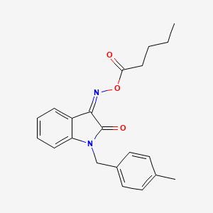 molecular formula C21H22N2O3 B2603556 1-(4-methylbenzyl)-3-[(pentanoyloxy)imino]-1,3-dihydro-2H-indol-2-one CAS No. 303149-55-5