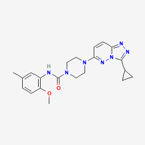 molecular formula C21H25N7O2 B2603559 4-(3-环丙基-[1,2,4]三唑并[4,3-b]哒嗪-6-基)-N-(2-甲氧基-5-甲基苯基)哌嗪-1-甲酰胺 CAS No. 1058234-80-2