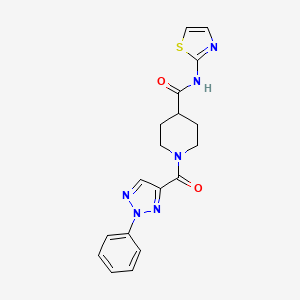 molecular formula C18H18N6O2S B2603572 1-(2-phenyl-2H-1,2,3-triazole-4-carbonyl)-N-(thiazol-2-yl)piperidine-4-carboxamide CAS No. 1219912-73-8