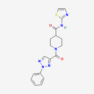 molecular formula C18H18N6O2S B2603572 1-(2-phenyl-2H-1,2,3-triazole-4-carbonyl)-N-(1,3-thiazol-2-yl)piperidine-4-carboxamide CAS No. 1219912-73-8