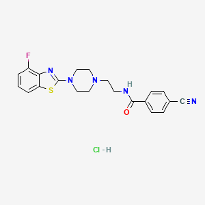 molecular formula C21H21ClFN5OS B2603579 4-cyano-N-(2-(4-(4-fluorobenzo[d]thiazol-2-yl)piperazin-1-yl)ethyl)benzamide hydrochloride CAS No. 1216720-38-5