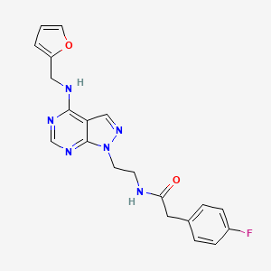 molecular formula C20H19FN6O2 B2603580 2-(4-fluorophenyl)-N-(2-(4-((furan-2-ylmethyl)amino)-1H-pyrazolo[3,4-d]pyrimidin-1-yl)ethyl)acetamide CAS No. 1209258-57-0