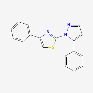 molecular formula C18H13N3S B2603583 4-phenyl-2-(5-phenyl-1H-pyrazol-1-yl)-1,3-thiazole CAS No. 956441-32-0
