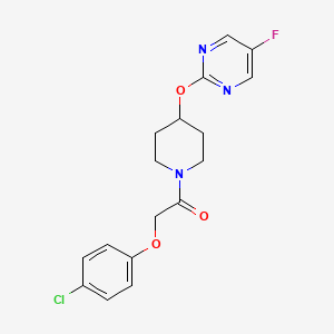 molecular formula C17H17ClFN3O3 B2603584 2-(4-Chlorophenoxy)-1-[4-(5-fluoropyrimidin-2-yl)oxypiperidin-1-yl]ethanone CAS No. 2380083-78-1