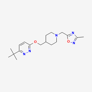 molecular formula C18H27N5O2 B2603585 5-[[4-[(6-Tert-butylpyridazin-3-yl)oxymethyl]piperidin-1-yl]methyl]-3-methyl-1,2,4-oxadiazole CAS No. 2309728-58-1