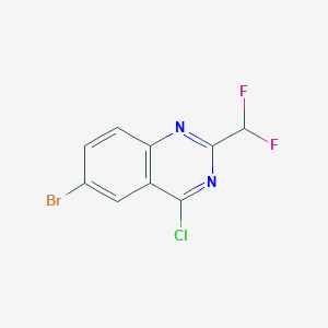 molecular formula C9H4BrClF2N2 B2603589 6-Bromo-4-chloro-2-(difluoromethyl)quinazoline CAS No. 1341305-19-8