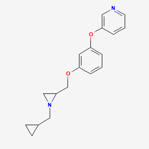 molecular formula C18H20N2O2 B2603591 3-[3-[[1-(Cyclopropylmethyl)aziridin-2-yl]methoxy]phenoxy]pyridine CAS No. 2418679-34-0