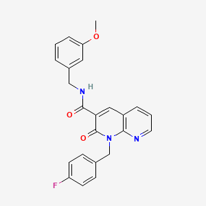 molecular formula C24H20FN3O3 B2603592 1-[(4-fluorophenyl)methyl]-N-[(3-methoxyphenyl)methyl]-2-oxo-1,2-dihydro-1,8-naphthyridine-3-carboxamide CAS No. 946353-39-5