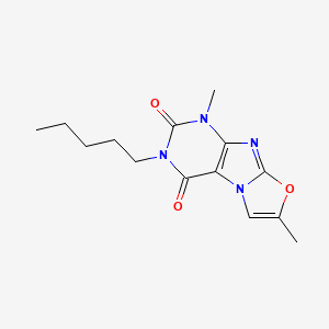molecular formula C14H18N4O3 B2603595 1,7-二甲基-3-戊氧基恶唑并[2,3-f]嘌呤-2,4(1H,3H)-二酮 CAS No. 899997-17-2