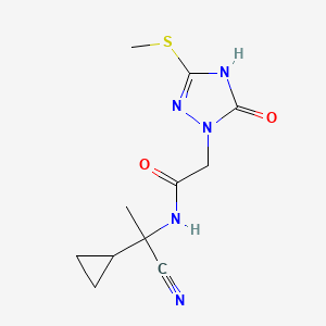 molecular formula C11H15N5O2S B2603596 N-(1-Cyano-1-cyclopropylethyl)-2-(3-methylsulfanyl-5-oxo-4H-1,2,4-triazol-1-yl)acetamide CAS No. 2418675-33-7