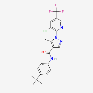 molecular formula C21H20ClF3N4O B2603599 N-(4-叔丁基苯基)-1-[3-氯-5-(三氟甲基)吡啶-2-基]-5-甲基-1H-吡唑-4-甲酰胺 CAS No. 2085690-27-1