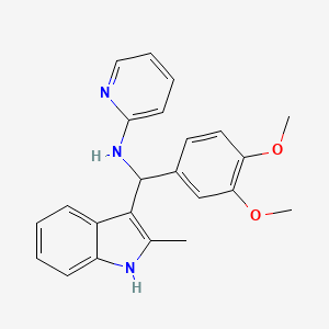 molecular formula C23H23N3O2 B2603600 N-[(3,4-dimethoxyphenyl)(2-methyl-1H-indol-3-yl)methyl]pyridin-2-amine CAS No. 537011-51-1