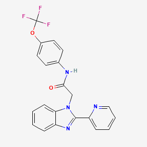 molecular formula C21H15F3N4O2 B2603603 2-(2-(pyridin-2-yl)-1H-benzo[d]imidazol-1-yl)-N-(4-(trifluoromethoxy)phenyl)acetamide CAS No. 1105239-83-5