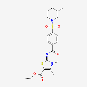 Ethyl 3,4-dimethyl-2-[4-(3-methylpiperidin-1-yl)sulfonylbenzoyl]imino-1,3-thiazole-5-carboxylate