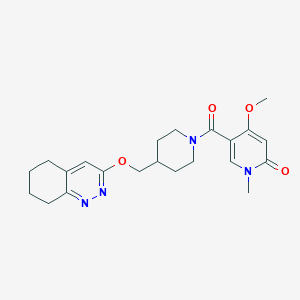 4-Methoxy-1-methyl-5-{4-[(5,6,7,8-tetrahydrocinnolin-3-yloxy)methyl]piperidine-1-carbonyl}-1,2-dihydropyridin-2-one