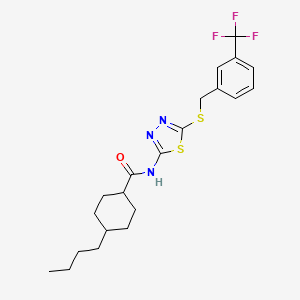 4-butyl-N-(5-((3-(trifluoromethyl)benzyl)thio)-1,3,4-thiadiazol-2-yl)cyclohexanecarboxamide