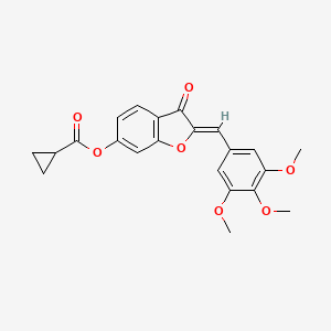 molecular formula C22H20O7 B2603617 (Z)-3-oxo-2-(3,4,5-trimethoxybenzylidene)-2,3-dihydrobenzofuran-6-yl cyclopropanecarboxylate CAS No. 858762-54-6