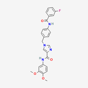 molecular formula C26H23FN4O4 B2603645 N-(3,4-dimethoxyphenyl)-1-{[4-(3-fluorobenzamido)phenyl]methyl}-1H-imidazole-4-carboxamide CAS No. 1251621-38-1