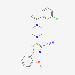 molecular formula C22H19ClN4O3 B2603647 5-(4-(3-Chlorobenzoyl)piperazin-1-yl)-2-(2-methoxyphenyl)oxazole-4-carbonitrile CAS No. 904009-34-3