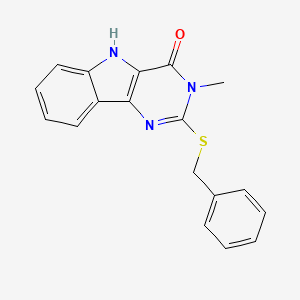molecular formula C18H15N3OS B2603656 2-(benzylthio)-3-methyl-3H-pyrimido[5,4-b]indol-4(5H)-one CAS No. 537668-28-3