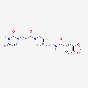 N-(2-(4-(3-(2,4-dioxo-3,4-dihydropyrimidin-1(2H)-yl)propanoyl)piperazin-1-yl)ethyl)benzo[d][1,3]dioxole-5-carboxamide