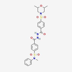 4-(2-(4-((2,6-dimethylmorpholino)sulfonyl)benzoyl)hydrazinecarbonyl)-N-methyl-N-phenylbenzenesulfonamide