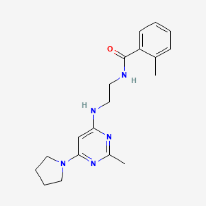 2-methyl-N-(2-((2-methyl-6-(pyrrolidin-1-yl)pyrimidin-4-yl)amino)ethyl)benzamide