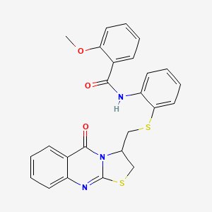 2-methoxy-N-(2-{[(5-oxo-2,3-dihydro-5H-[1,3]thiazolo[2,3-b]quinazolin-3-yl)methyl]sulfanyl}phenyl)benzenecarboxamide