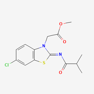 molecular formula C14H15ClN2O3S B2603686 (Z)-2-(6-氯-2-（异丁酰亚氨基）苯并[d]噻唑-3(2H)-基)乙酸甲酯 CAS No. 865197-85-9