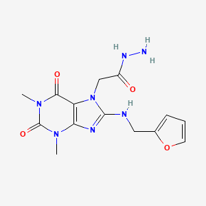 molecular formula C14H17N7O4 B2603693 2-(8-((furan-2-ylmethyl)amino)-1,3-dimethyl-2,6-dioxo-2,3-dihydro-1H-purin-7(6H)-yl)acetohydrazide CAS No. 899972-43-1