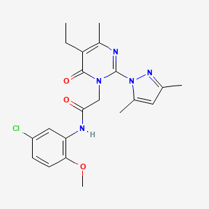 molecular formula C21H24ClN5O3 B2603708 N-(5-chloro-2-methoxyphenyl)-2-(2-(3,5-dimethyl-1H-pyrazol-1-yl)-5-ethyl-4-methyl-6-oxopyrimidin-1(6H)-yl)acetamide CAS No. 1007081-94-8