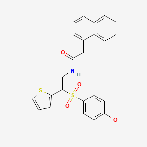 molecular formula C25H23NO4S2 B2603716 N-(2-((4-methoxyphenyl)sulfonyl)-2-(thiophen-2-yl)ethyl)-2-(naphthalen-1-yl)acetamide CAS No. 941986-81-8