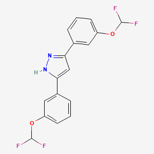 molecular formula C17H12F4N2O2 B2603719 3,5-bis[3-(difluoromethoxy)phenyl]-1H-pyrazole CAS No. 1159988-69-8