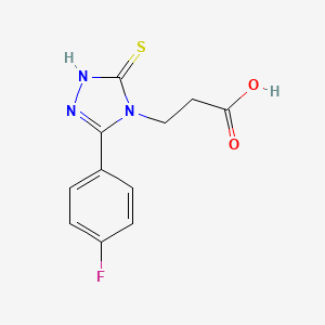 molecular formula C11H10FN3O2S B2603722 3-[3-(4-fluorophenyl)-5-sulfanyl-4H-1,2,4-triazol-4-yl]propanoic acid CAS No. 852940-54-6