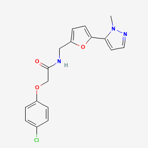 molecular formula C17H16ClN3O3 B2603727 2-(4-Chlorophenoxy)-N-[[5-(2-methylpyrazol-3-yl)furan-2-yl]methyl]acetamide CAS No. 2415603-09-5