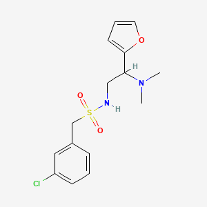 molecular formula C15H19ClN2O3S B2603735 1-(3-氯苯基)-N-(2-(二甲氨基)-2-(呋喃-2-基)乙基)甲磺酰胺 CAS No. 1211826-97-9