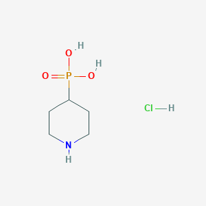 molecular formula C5H13ClNO3P B2603736 (Piperidin-4-yl)phosphonic acid hydrochloride CAS No. 1823764-59-5
