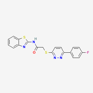 molecular formula C19H13FN4OS2 B2603741 N-(benzo[d]thiazol-2-yl)-2-((6-(4-fluorophenyl)pyridazin-3-yl)thio)acetamide CAS No. 896048-02-5
