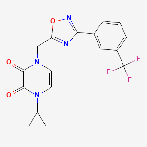 molecular formula C17H13F3N4O3 B2603750 1-Cyclopropyl-4-[[3-[3-(trifluoromethyl)phenyl]-1,2,4-oxadiazol-5-yl]methyl]pyrazine-2,3-dione CAS No. 2380079-70-7