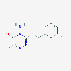molecular formula C12H14N4OS B2603760 4-Amino-6-methyl-3-[(3-methylphenyl)methylsulfanyl]-1,2,4-triazin-5-one CAS No. 869067-97-0