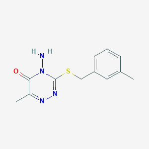 molecular formula C12H14N4OS B2603760 4-amino-6-methyl-3-{[(3-methylphenyl)methyl]sulfanyl}-4,5-dihydro-1,2,4-triazin-5-one CAS No. 869067-97-0