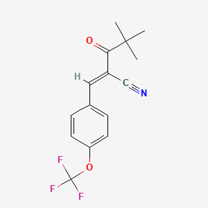 molecular formula C15H14F3NO2 B2603765 2-(2,2-Dimethylpropanoyl)-3-(4-(trifluoromethoxy)phenyl)prop-2-enenitrile CAS No. 1025221-39-9