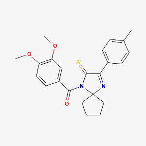 molecular formula C23H24N2O3S B2603769 1-(3,4-Dimethoxybenzoyl)-3-(4-methylphenyl)-1,4-diazaspiro[4.4]non-3-ene-2-thione CAS No. 899911-22-9