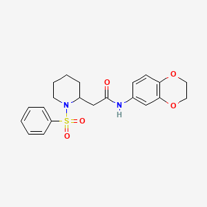 N-(2,3-dihydrobenzo[b][1,4]dioxin-6-yl)-2-(1-(phenylsulfonyl)piperidin-2-yl)acetamide